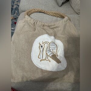 MAYA BAG Handmade Hemp Shoulder Bag With Exotic Bird Hemp Rope Handles